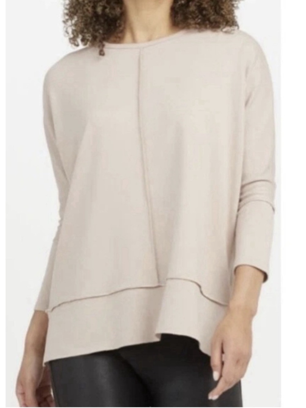 SPANX Perfect Length Dolman Sleeve Pullover Tunic Top Shirt MED Tan Leisure Cozy